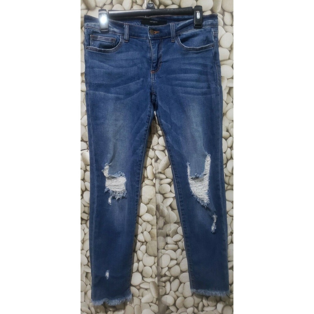 Harper Jeans Womens Size 28 Distressed Frayed Hems Medium Wash Blue Zip Fly